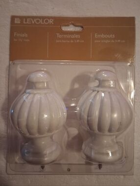 pair of Levolor decorative finials designed for 1-3/8 inch (3.49 cm) curtain rod